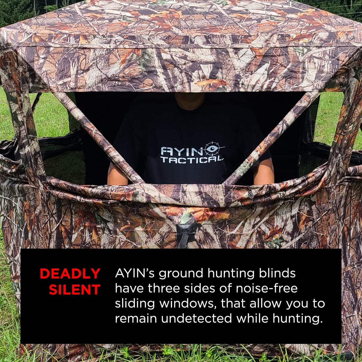 AYIN Hunting Blind See Through with Carrying Bag, 23 Person Pop Up Gr