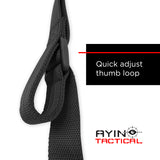 AYIN Tactical 2 Point / 1 Point Sling with M-Lok QD Attachment Points, Quick Adjust Rifle Sling with QD Sling Swivels, Push Button Butt Stock Sling with Rapid Adjust Thumb Loop (Sling and QD Only)