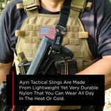 AYIN Tactical 2 Point / 1 Point Sling with M-Lok QD Attachment Points, Quick Adjust Rifle Sling with QD Sling Swivels, Push Button Butt Stock Sling with Rapid Adjust Thumb Loop (Sling and QD Only)