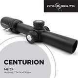 AYIN Sights Centurion 1-6x24 Tactical/Hunting Scope with Tactical Turrets, Throw Lever & Flip Caps