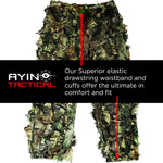 AYIN Ghillie Suit for Men, Hunting Suits for Men, 3D Leaf Bush Ghillie Suit Camo for Turkey Hunting, Woodland Gilly Suits, Hooded Gillies for Men or Youth Camo Hunting Suits (Green Leaf)