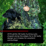 AYIN Ghillie Suit for Men, Hunting Suits for Men, 3D Leaf Bush Ghillie Suit Camo for Turkey Hunting, Woodland Gilly Suits, Hooded Gillies for Men or Youth Camo Hunting Suits (Green Leaf)