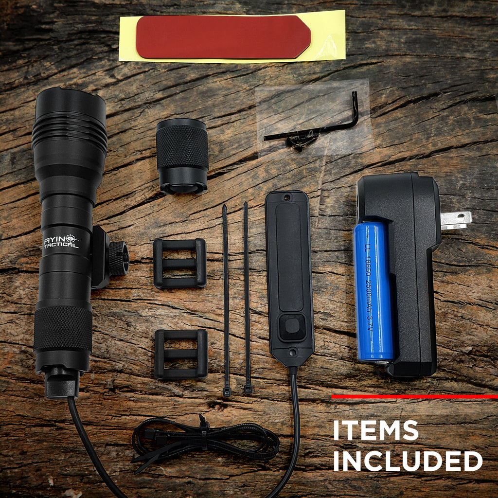 AYIN Tactical Storm 1200 Lumen Long Gun Light, Rechargeable, Dual Fuel