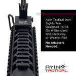 AYIN Tactical Flip Up Inline Iron Sights for Rifle, Rapid Transition Backup Front and Rear Iron Sight, Picatinny Rail and Weaver Rail