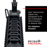 AYIN Tactical Flip Up Inline Iron Sights for Rifle, Rapid Transition Backup Front and Rear Iron Sight, Picatinny Rail and Weaver Rail